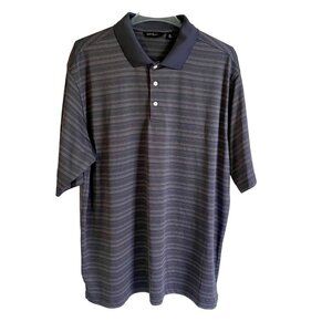 Walter Hagen Essentials Gray Black Striped Polyester Polo Shirt Men's Size XL